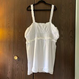 BP strapped white Swiss dotted top. Size 3X